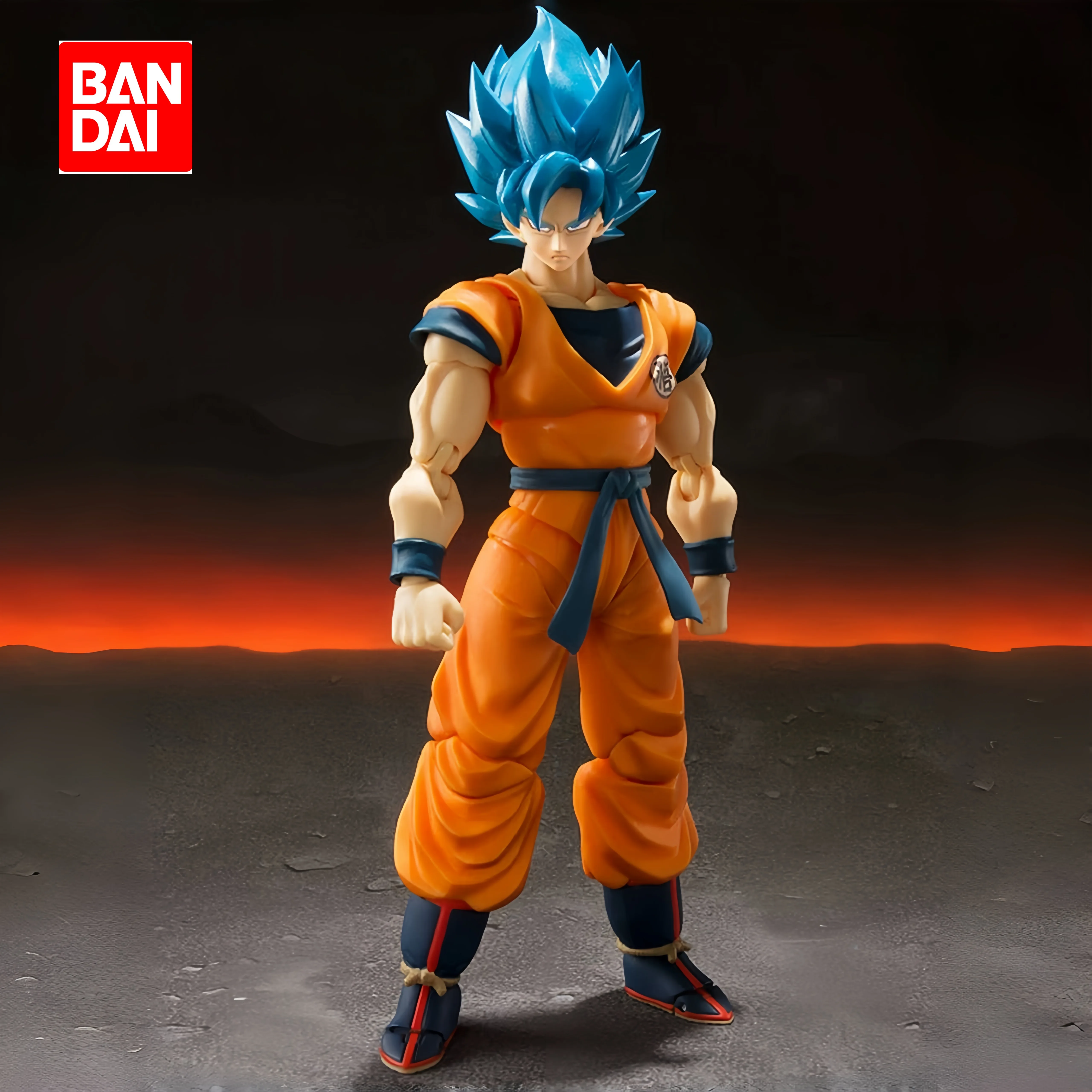 Bandai-figura de acción de Dragon Ball, modelo ensamblado de siete Dragon Ball, pelo azul, Goku, Monkey King, juguete de regalo