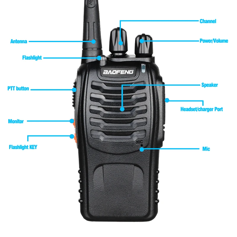 Baofeng Walkie Talkie BF-888S 888s UHF, Walkie Talkie 400 S UHF 5W 470-888 MHz BF888s BF 666S s H777 jarak jauh dua cara Radio untuk berburu Hotel