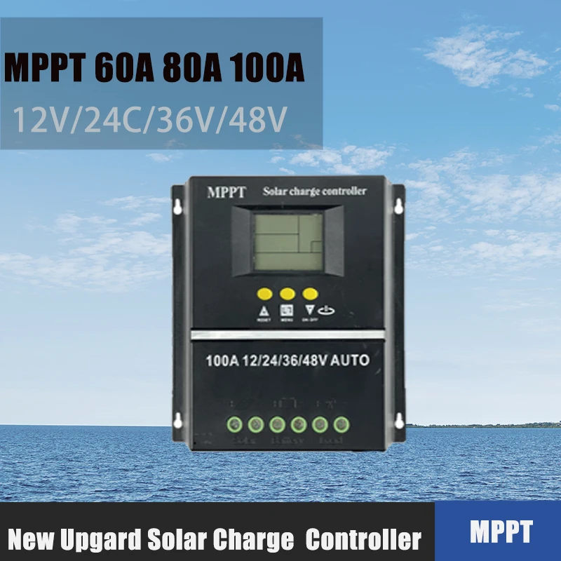 

12V 24V 36V 48V AUTO High Efficiency MPPT Solar Power Controller 60A 80A 100A Regulator for PV Battery Charger with LCD Dual USB