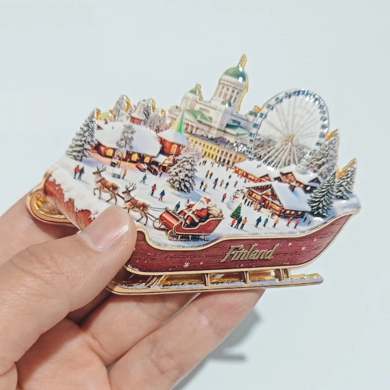 Finland Fridge Stickers Metal Material Helsinki Cathedral Souvenirs Rovaniemi Santa Claus Village