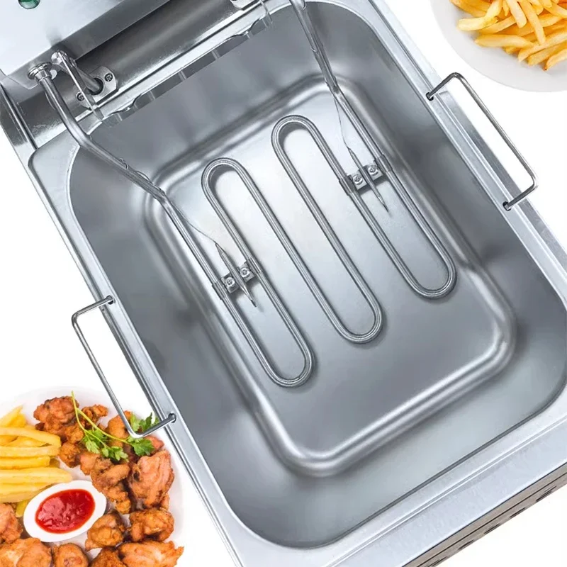 Electric Fryer Commercial Fully Automatic Lifting Fryer 8L Single Cylinder Intelligent Timing Fried Chicken Fillet French Fries