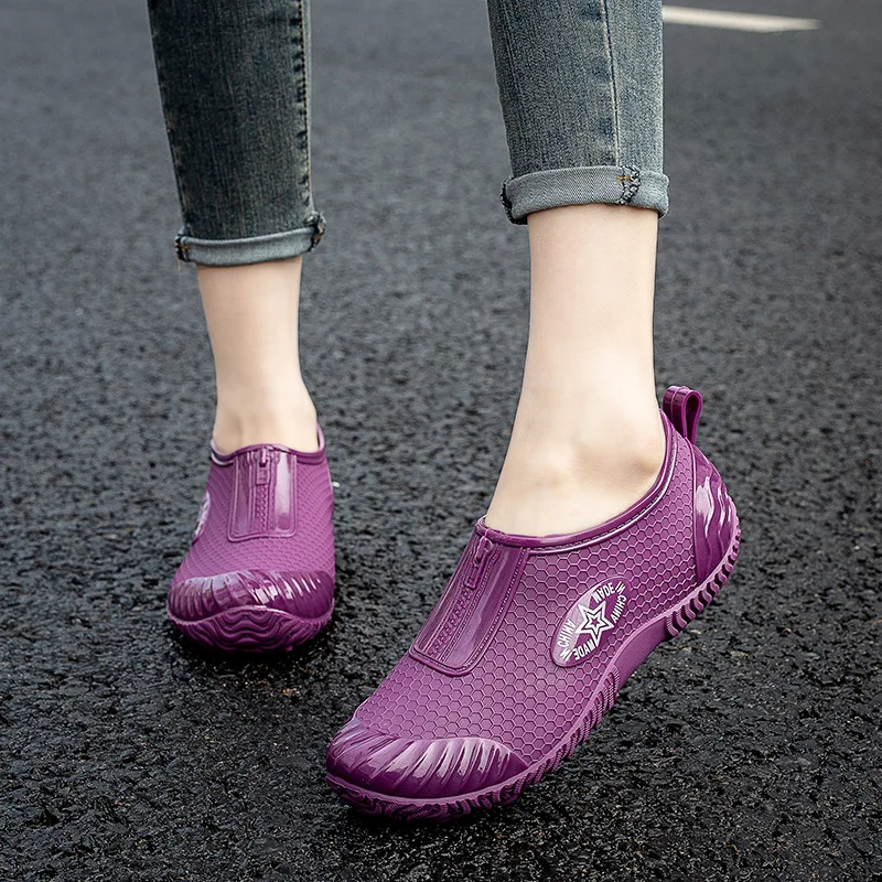 New 2023 Women Fashion Waterproof Rain Boots Short Shallow Rainboots Outside Garden Rainboots Wellies Shoes
