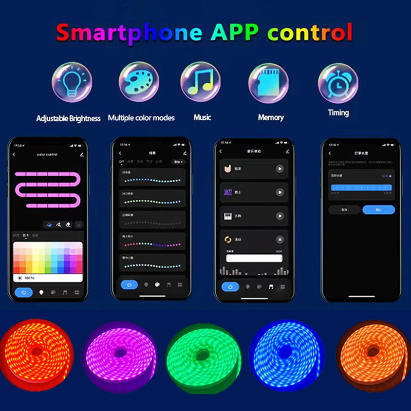 TUYA Neon LED Strip Lights Alexa WIFI APP Control 5V USB Silicone Neon Rope Light Music Sync Lamp Tape RGB Atmosphere Room Light