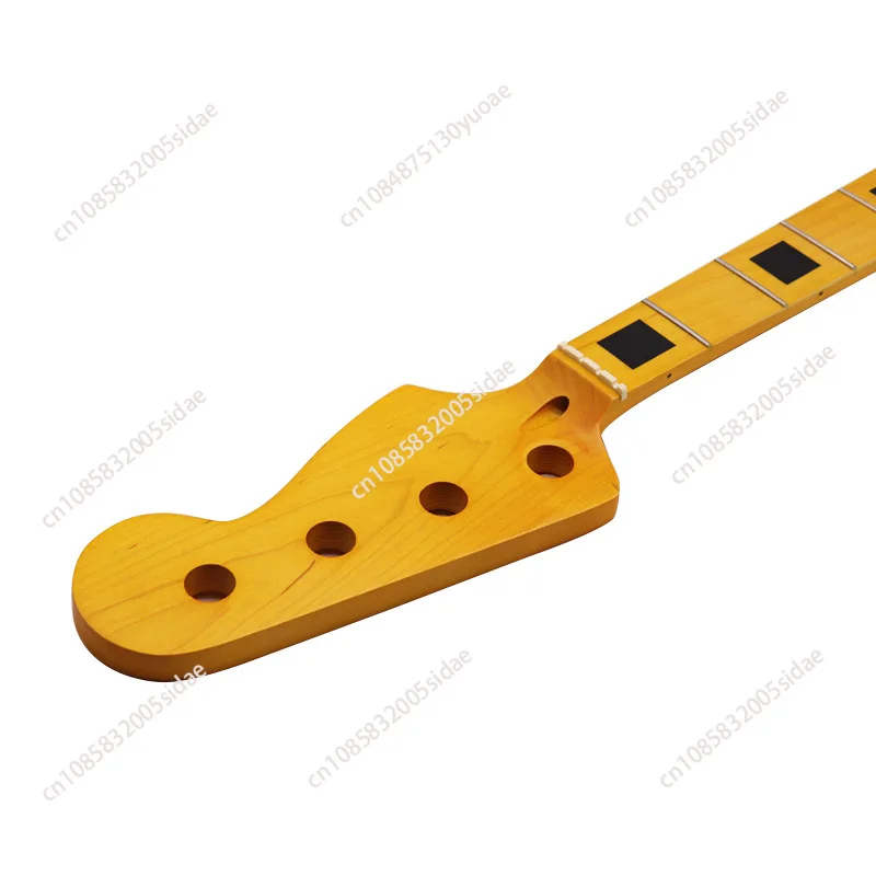 

Yellow 4-string bass electric bass matte maple handle 20 frets square frets electric bass DIY accessories