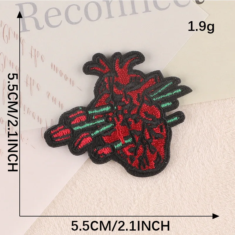Aufnäher zum Aufnähen für Kleidung, Herz, Eisen, bestickt, schmelzbar, thermoadhäsive Designer-Mochila, Transfers de Con, Plancha, Stoffjeans – Detail 11