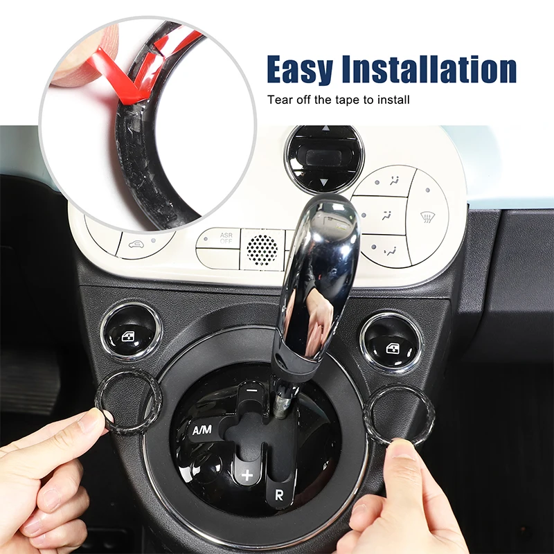For Fiat 500 2007-2026+ Real Dry Carbon Fiber Car Glass Lift Switch Decoration Sticker Car Protection Accessories