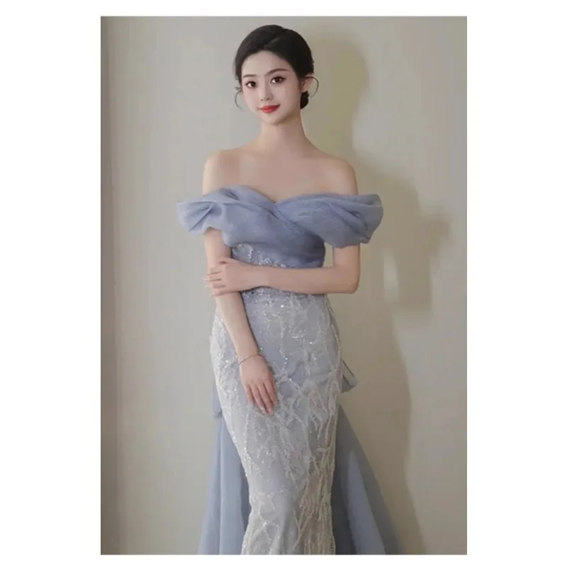 Вечерние платья русалки с открытыми плечами, новинка 2025 года, блестящие кружевные свадебные платья Abendkleider, вечерние длинные платья для выпускного вечера по индивидуальному заказу