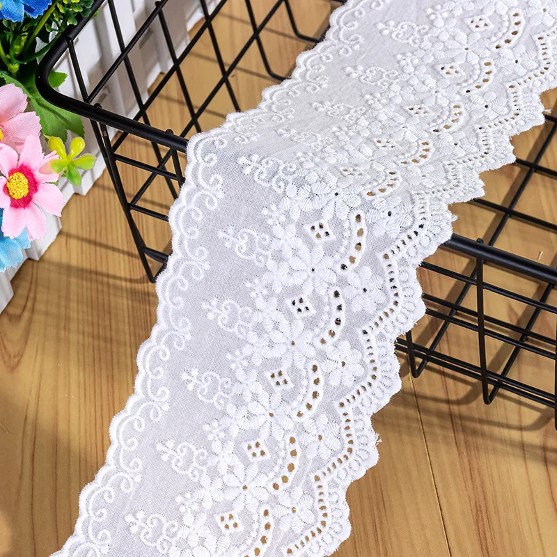 Wholesale New 8.5cm Beige/white/ 8cm black quality cotton embroidery lace cloth vintage baby dress skirt hem cotton fabric SC841