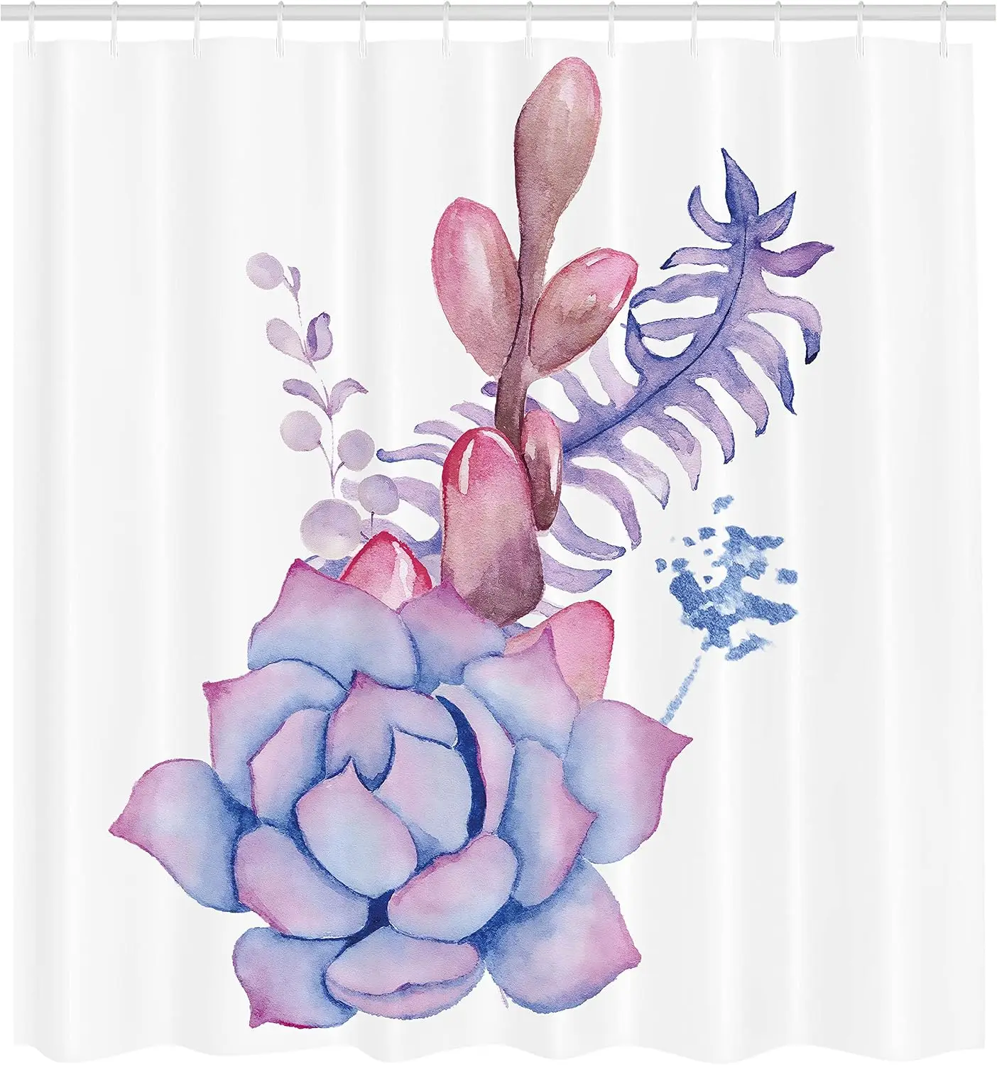 Boho Watercolor Succulent Shower Curtain Tropical Botanical Plants Bathroom Decor Polyester Waterproof Aesthetic Home Shower Cur