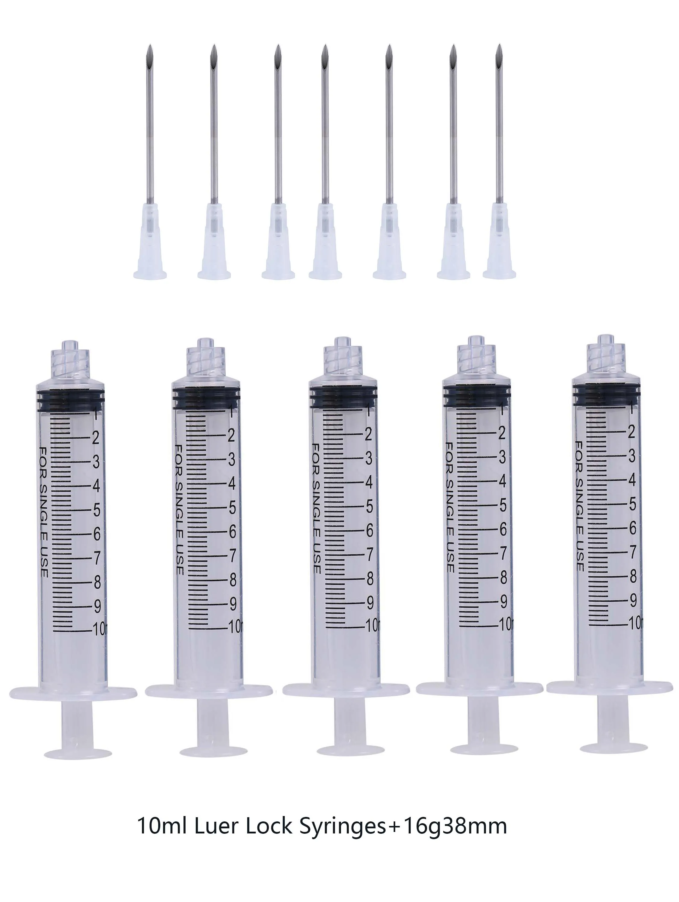 10ml Luer Lock Syringes+ 21g38mm + 20g 19g 18g 16g Injection Needles Injection Tool Sharp Pointed Needles Disposable Needle