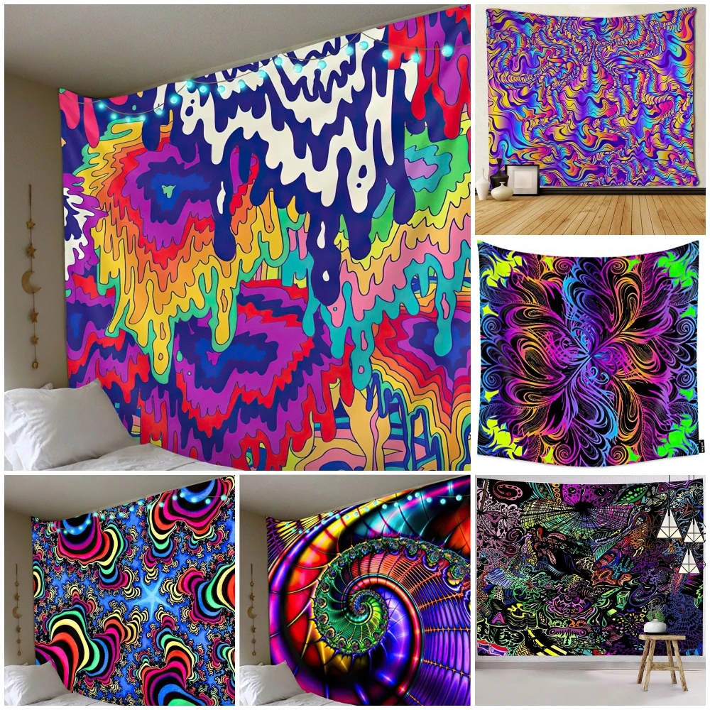 

Color Psychedelic Tapestry Wall Hanging Bohemian Hippie Decor Tapestries for Home Dorm Fantasy