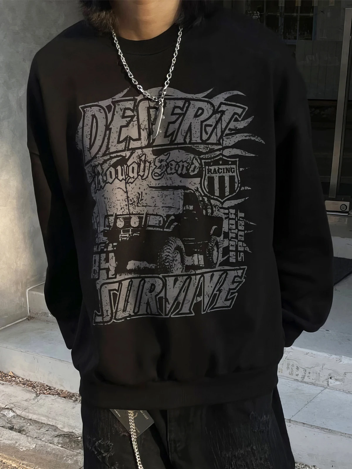 

Loose Fit Men's Hoodie Sweatshirt round Neck Fleece Lined Print Design Casual Comfortable American Style Streetwear