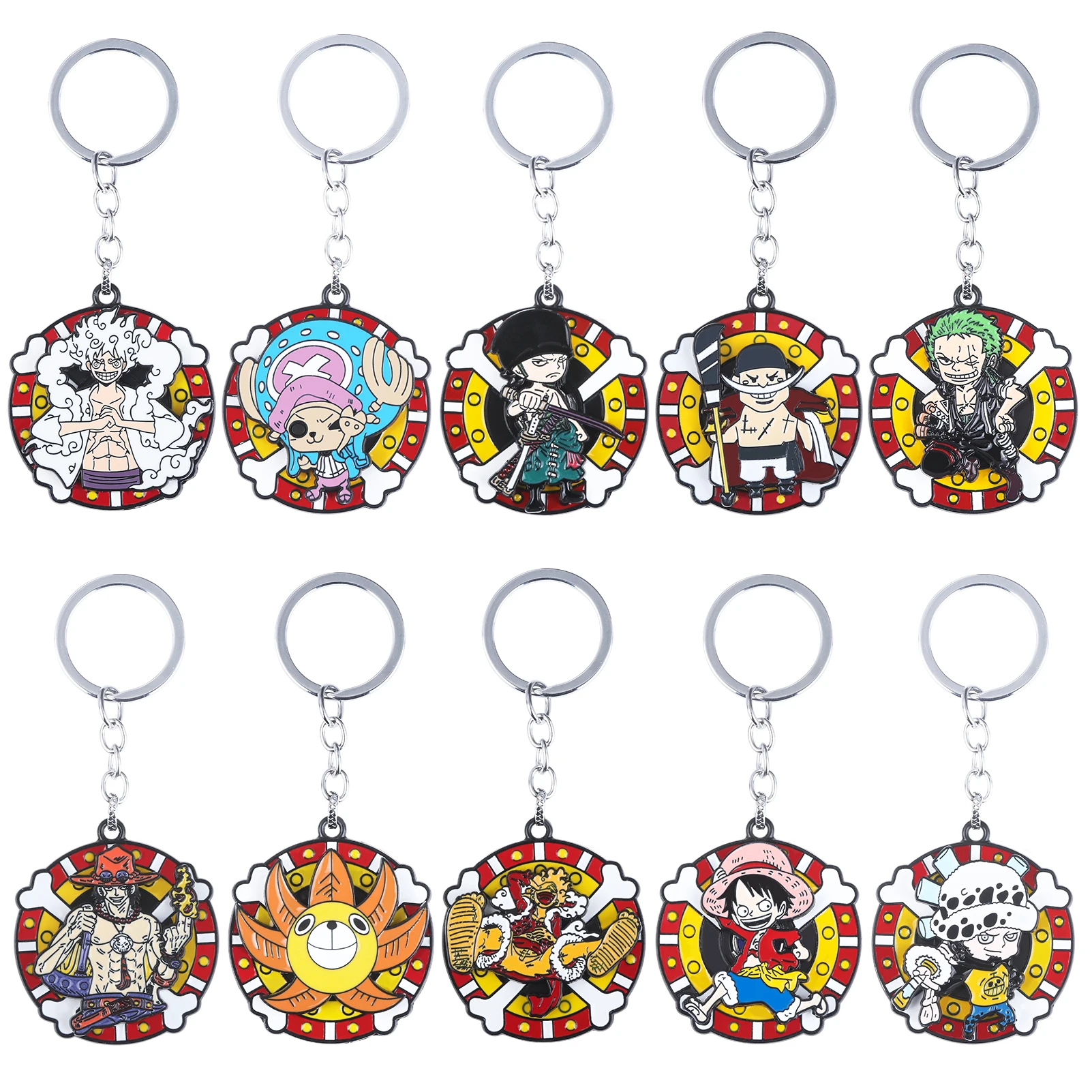 Anime Cartoon Rotatable Keychain Zoro Chopper Sanji Usopp Luffy Thousand Sunny Pendant Key Chain for Women Men Jewelry