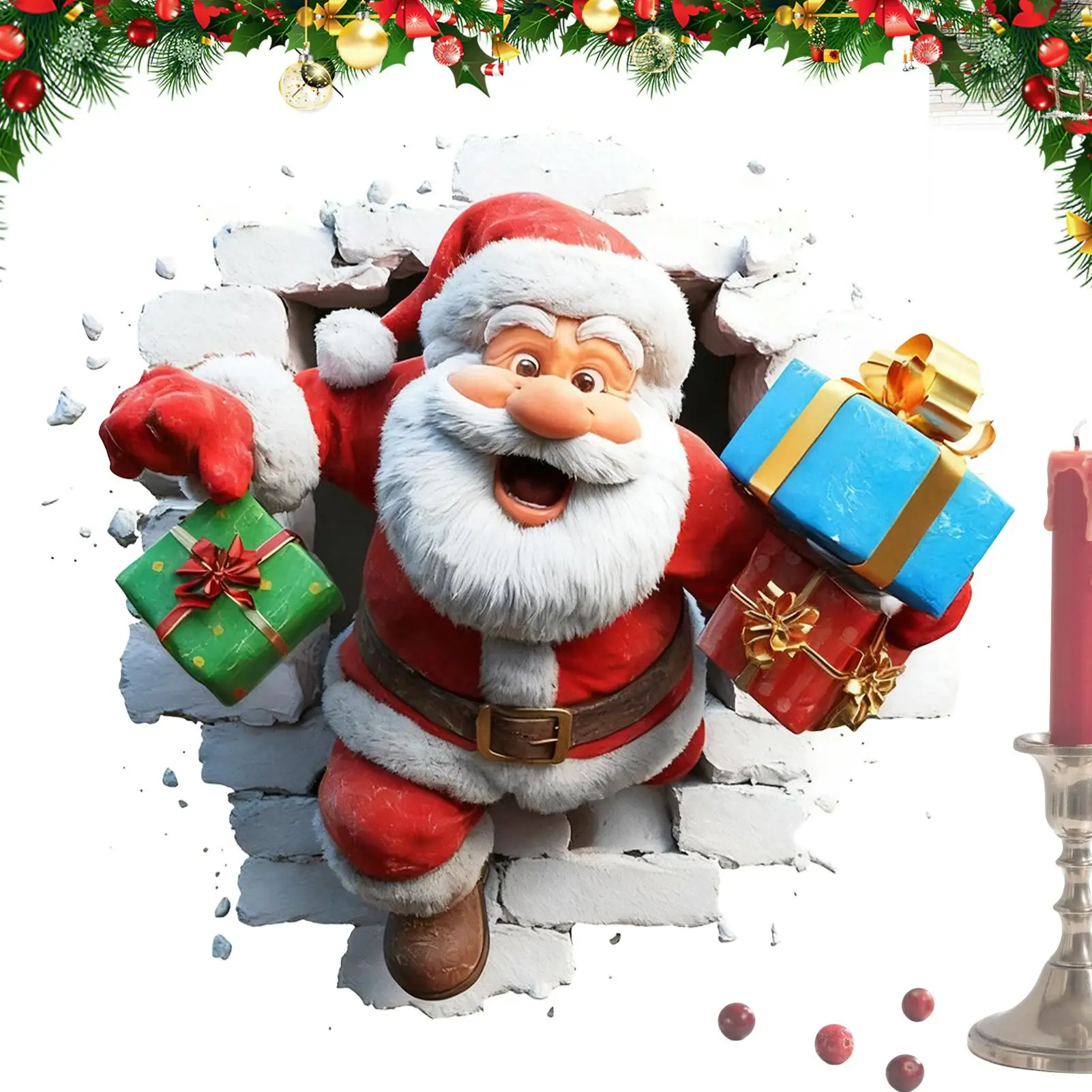 Weihnachten Kreative Wandaufkleber 3D Effekt Peel and Stick Lustige Weihnachten Cartoon Aufkleber Winter Urlaub Home Decor Aufkleber
