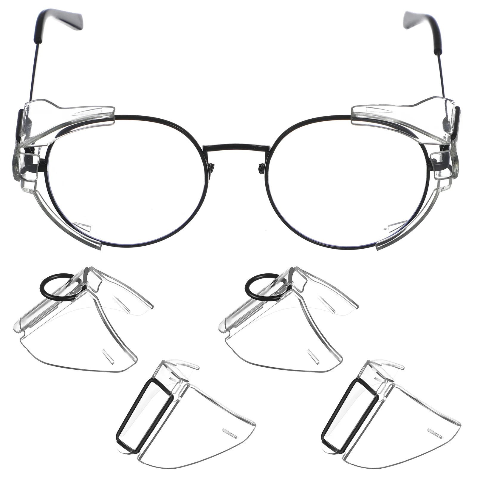 Picture 3: 2Pairs Pc Eye Glasses Side Protector Flexible Comfortable Side Splash Guard for Protective Eyewear Ordinary Glasses Easy Install
