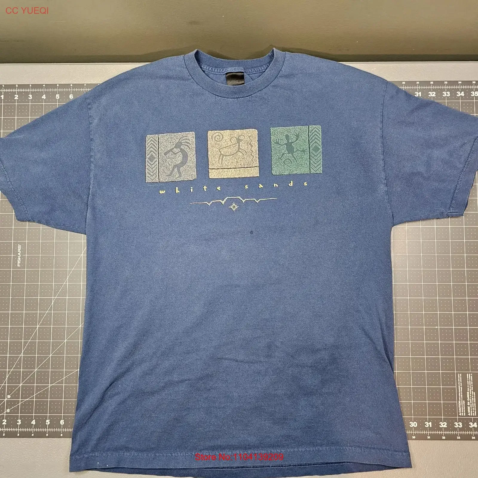 Vintage Kokopelli Petroglyph T Shirt Large White Sands Native Navajo 90s Y2K vintage Washed Breathable homme Stretched