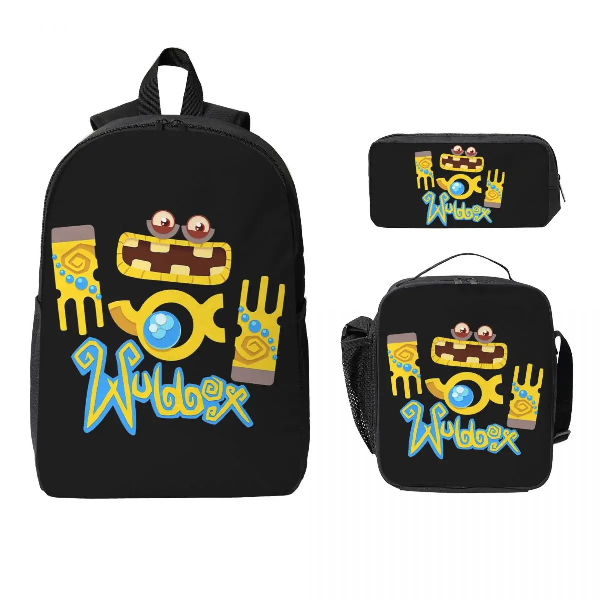 Wubbox My Singing Monsters Backpack Boys Girls BookBag School Bag Laptop Shoulder Bags 3ps Insulated Lunch Bag Pencil Case