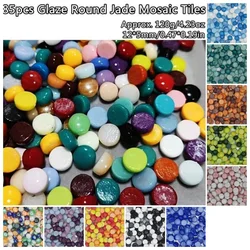 85pcs(120g/4.23oz) Glaze Round Jade Mosaic Tiles 12*5mm/0.47*0.2in DIY Craft Materials Mosaic Making Tile Multi Colors Optional