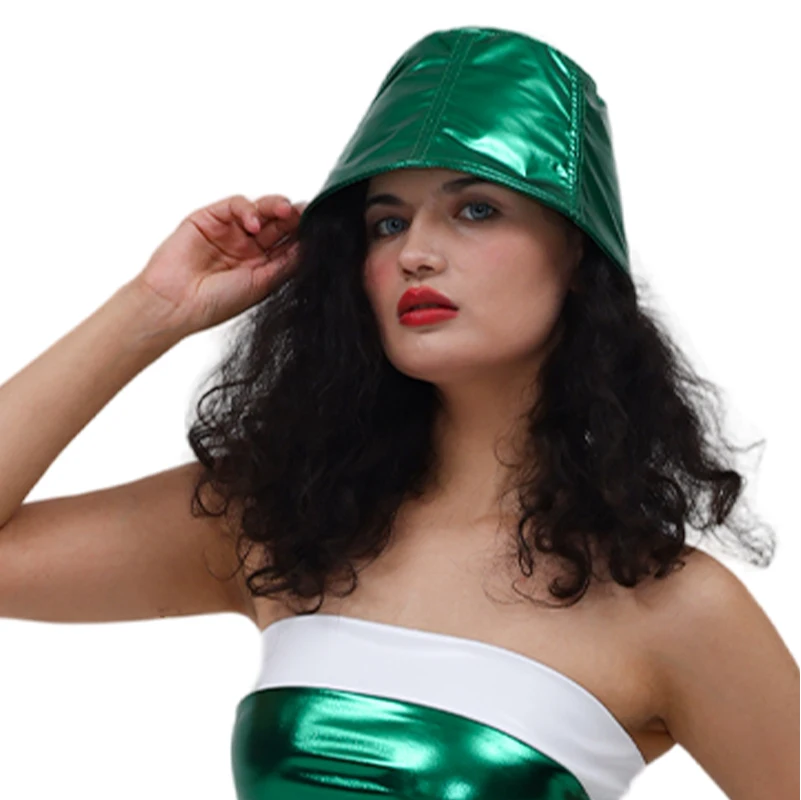 Женская модная рыбацкая шляпа Сверкающая шляпа Светоотражающая шляпа в стиле хип-хоп Rave Металлическая повседневная вечерние танцевальная дискотека Шикарная шляпа Модная винтажная шляпа