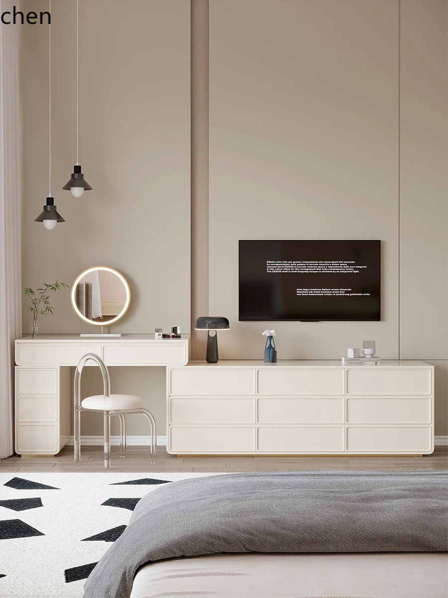 

ZML nine-chest cabinet, bedroom dresser, TV cabinet, integrated storage, solid wood minimalist retractable makeup table