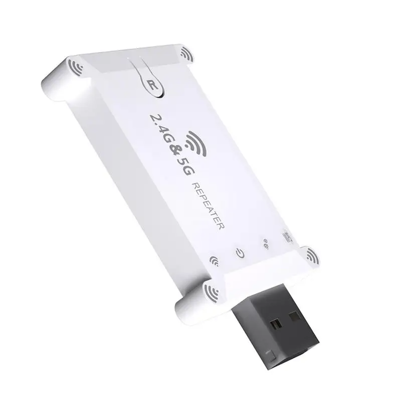 Amplificador de sinal sem fio de banda dupla 1200M Wifi Extender Booster 2.4g/5g Wifi Repetidor Fonte de alimentação USB