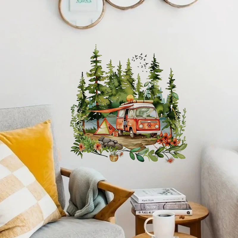 

1pc Camping Outdoor Theme Sticker, Water-proof Home Wall Decal, Used for Wall, Bathroom, Cabinet, Door,Toilet, Car, Laptop