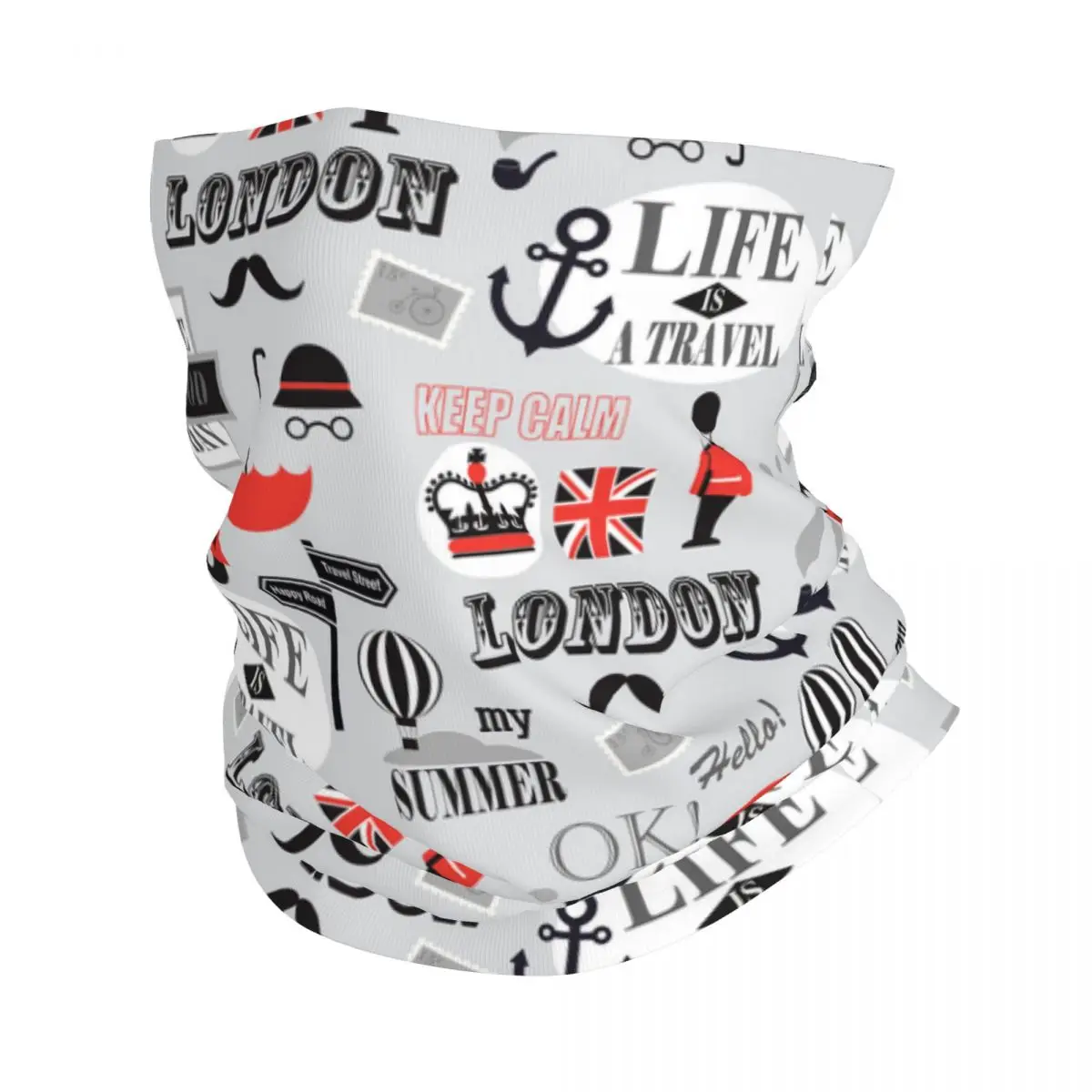 British London Newspaper Texture Winter Headband Neck Warmer Ski Camping Tube Scarf UK United Kingdom Symbol Face Bandana Gaiter