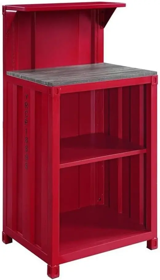 Contemporary Cargo Metal Reception Desk With 2 Compartments In Red