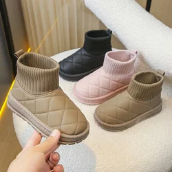 Children's Boots Sock Style Snow Boots Girls Short Boots Kids Cute Sewing Autumn Winter New Warm Cotton Thermal Shoes for Boys