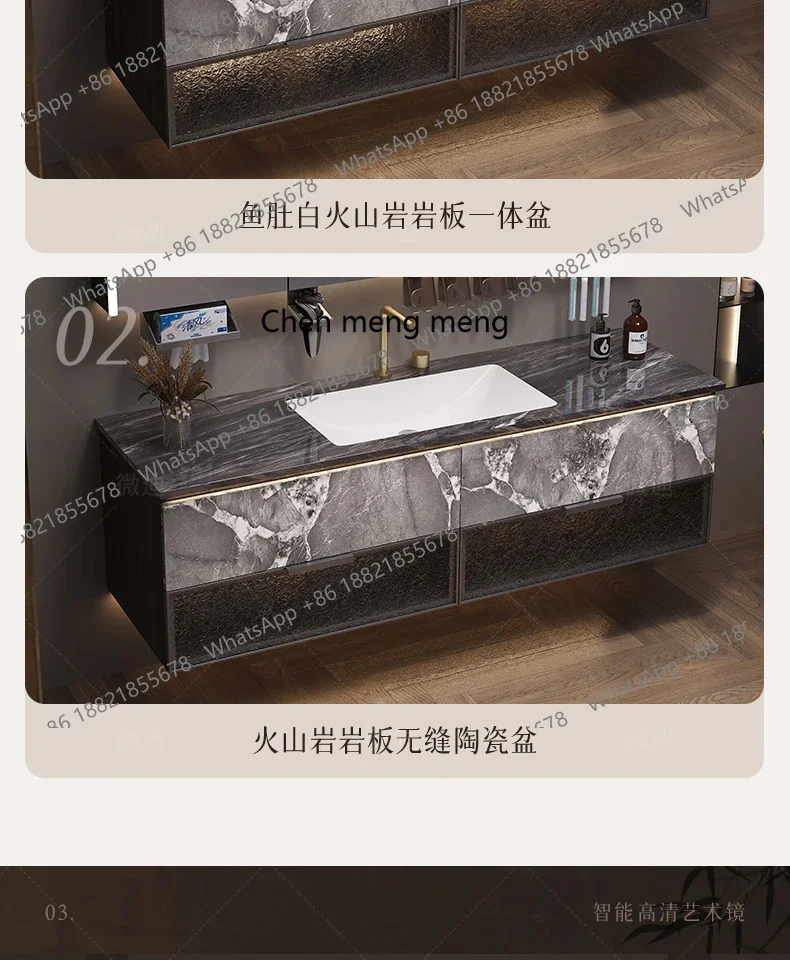X  Hotel luxury stone slate bathroom cabinet combination light luxury bathroom washstand, high-end