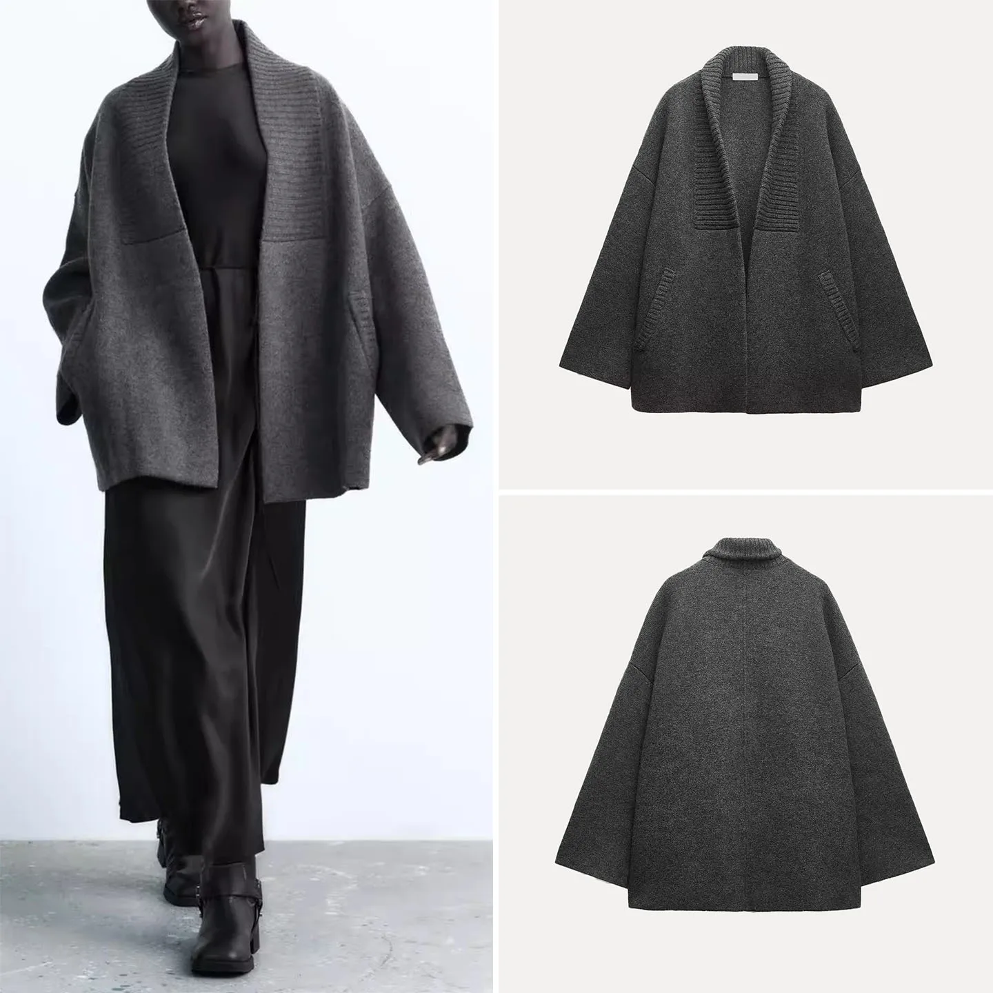 

Z Women's Faion Knitted Long Sve Loose Coat 2025 New Sle Personali Outerwear Ele Ladylike Woolen Coat