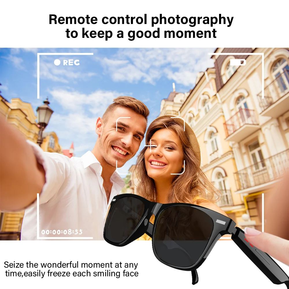 LAXASFIT Novos óculos inteligentes sem fio Bluetooth TWS ouvir música e atender chamadas telefônicas Homens Mulheres Moda Óculos de sol Óculos