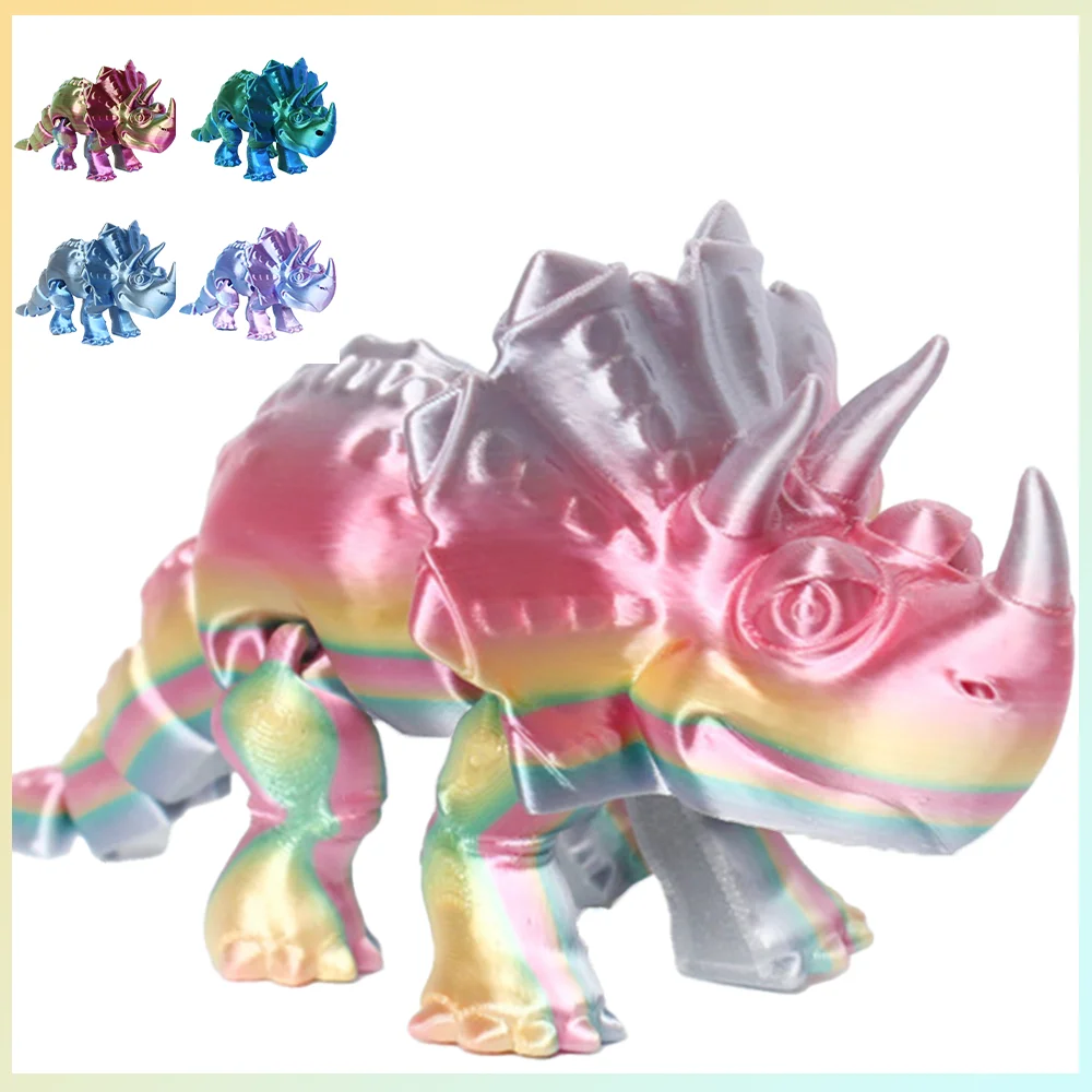 3D Printed Toys Dinosaurs Triceratops Figures Multi-joint Model Ornament Realistic Desktop Novelty Creativity Kids Gifts Toy