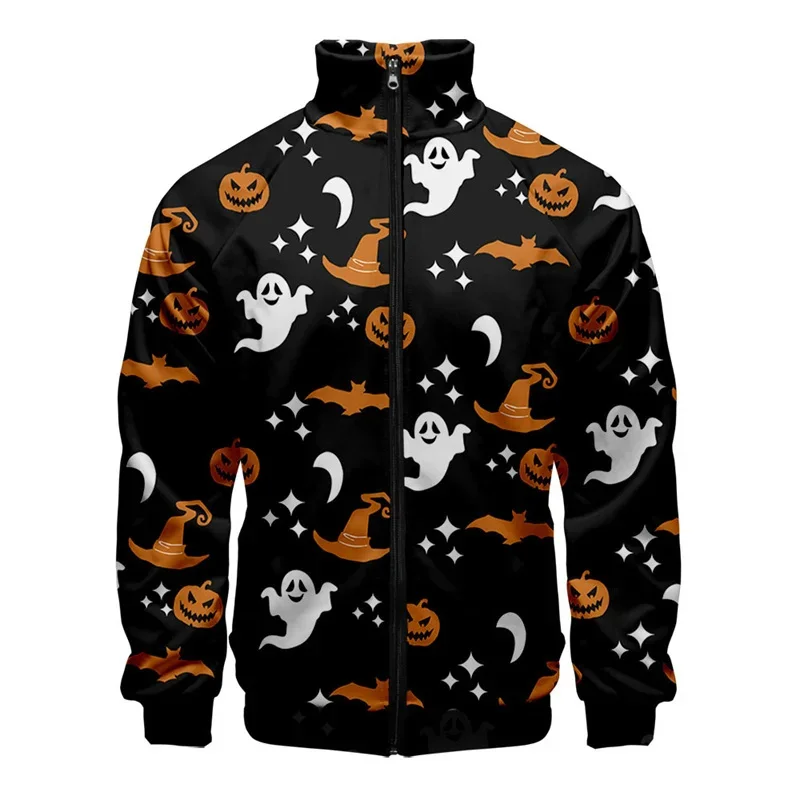 3D Printed Halloween Spider Bat Zipper Jacket For Men Women Cosplay Pattern Long Sleeves Loose Personality Jackets Street Coat