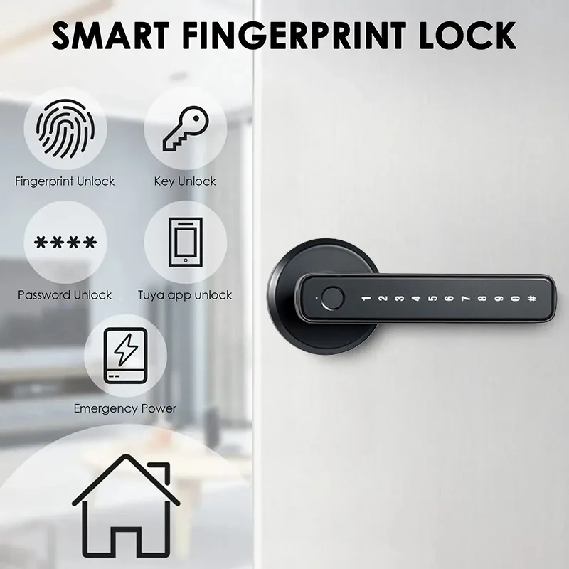 Imagem -03 - Smart Wireless Digital Door Lock Impressão Digital Senha Botão Bluetooth Chave Home Security Remoto