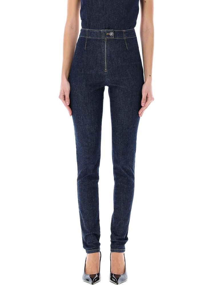 

Woman clothing y2k summer high-waisted Slim cotton jeans elastic drawstring foot nine-minute small leg pants 2025 Woman trousers