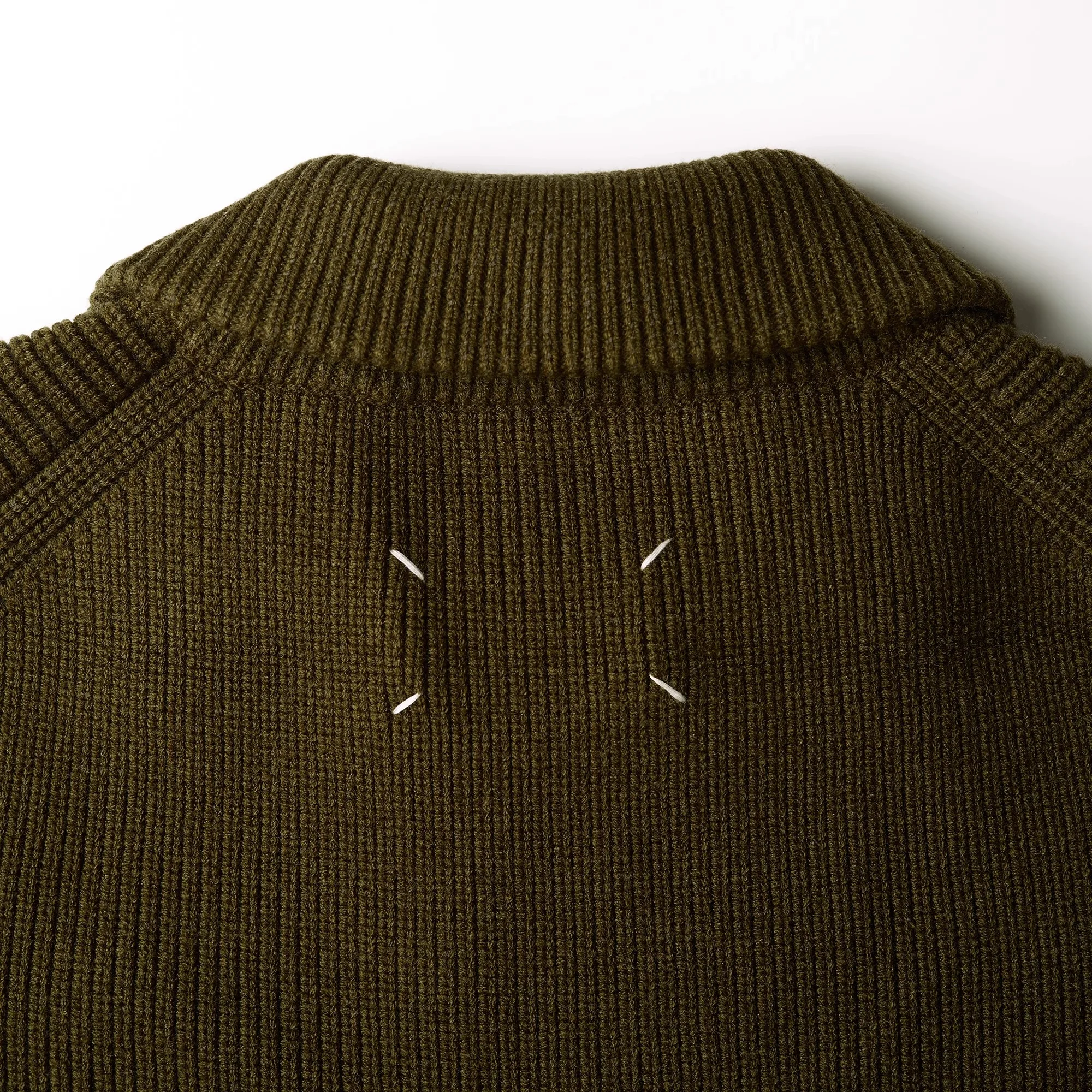 Four-cornered Navy Blue and Dark Green High-neck Standing Collar Wool Zippered Knit Cardigan Sweater Coat for Men