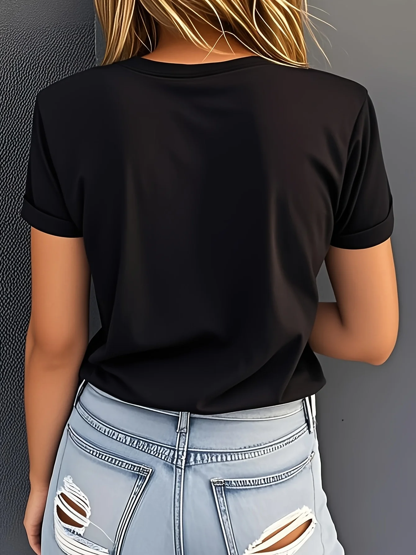 Camiseta sencilla de verano para mujecamiseta negra con desig de rebanada de sandía con graphfico ريترو cuello redondomanga corta