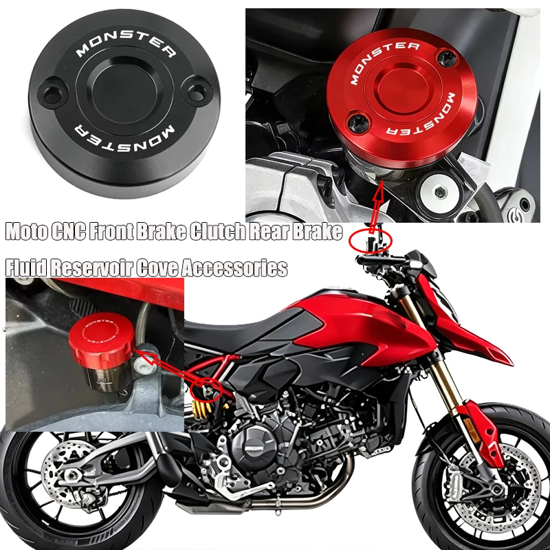 Moto For Ducati Monster 950 1100 S/EVO 1200 S/R 749 848 996 CNC Front Brake Clutch Rear Brake Fluid Reservoir Cover Accessories