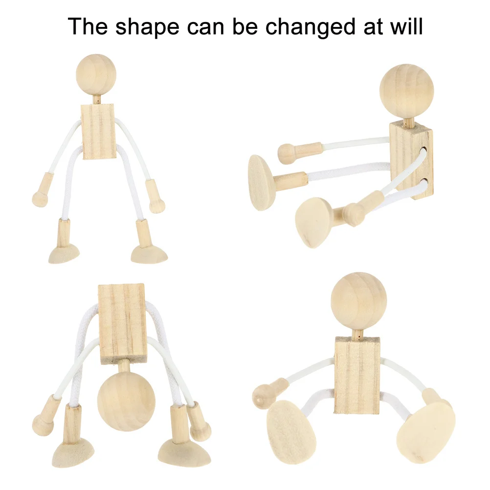 مجموعة شخصيات كرتونية خشبية مكونة من 6 قطع، مواد حرفية صغيرة غير مكتملة، شخصيات خشبية سهلة الشكل للأطفال، متعة إبداعية #1