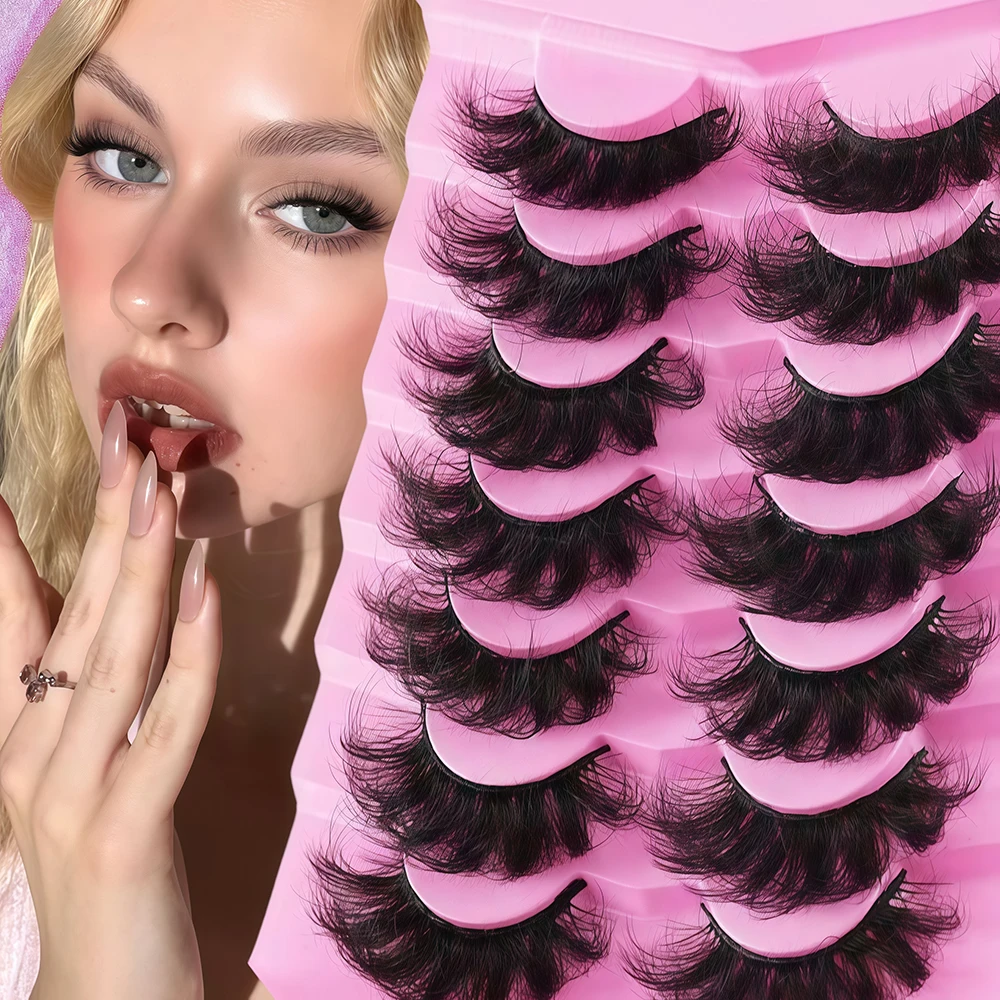 7 pares de pestañas postizas 5D exageradas europeas y americanas extendidas de 25 cm de grosor, desordenadas, rizadas y esponjosas