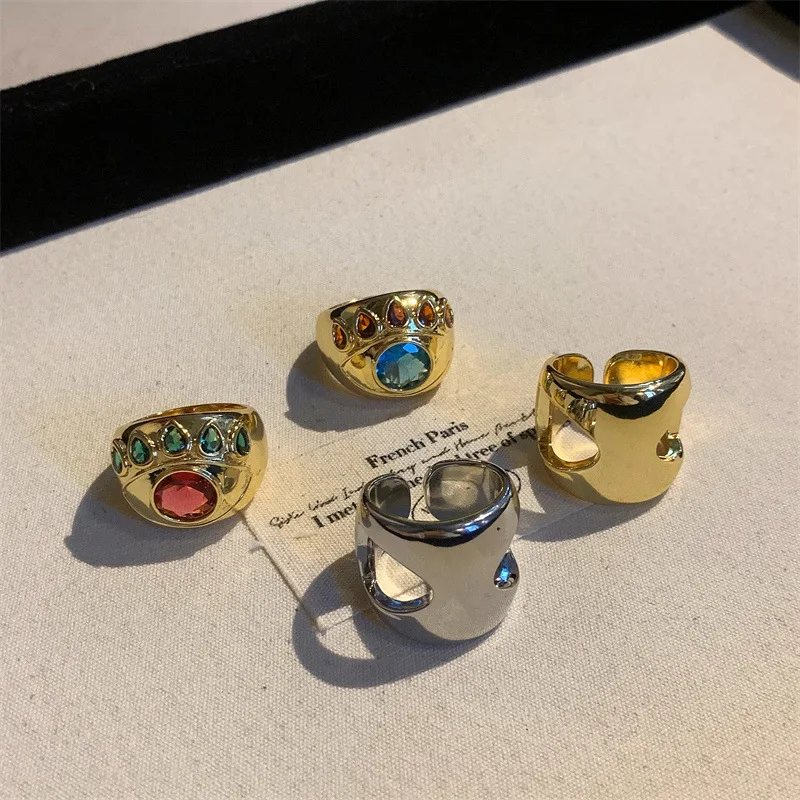 Hyperbole Eye Rings for Women Drip Glaze Palace Style Vintage Jewelry Fashion Cat Claw Metal Forefinger Luxury Anillos Mujer