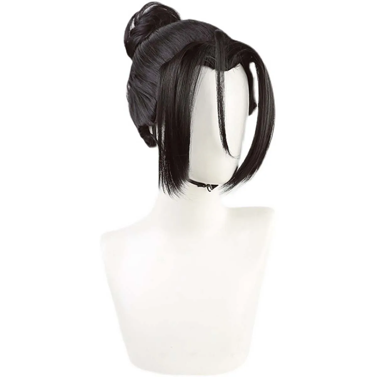 Women Promise of Wizard Shylock Cosplay Wig Black Topknot Bun Hair Heat Resistant Synthetic Hair For Halloween Party