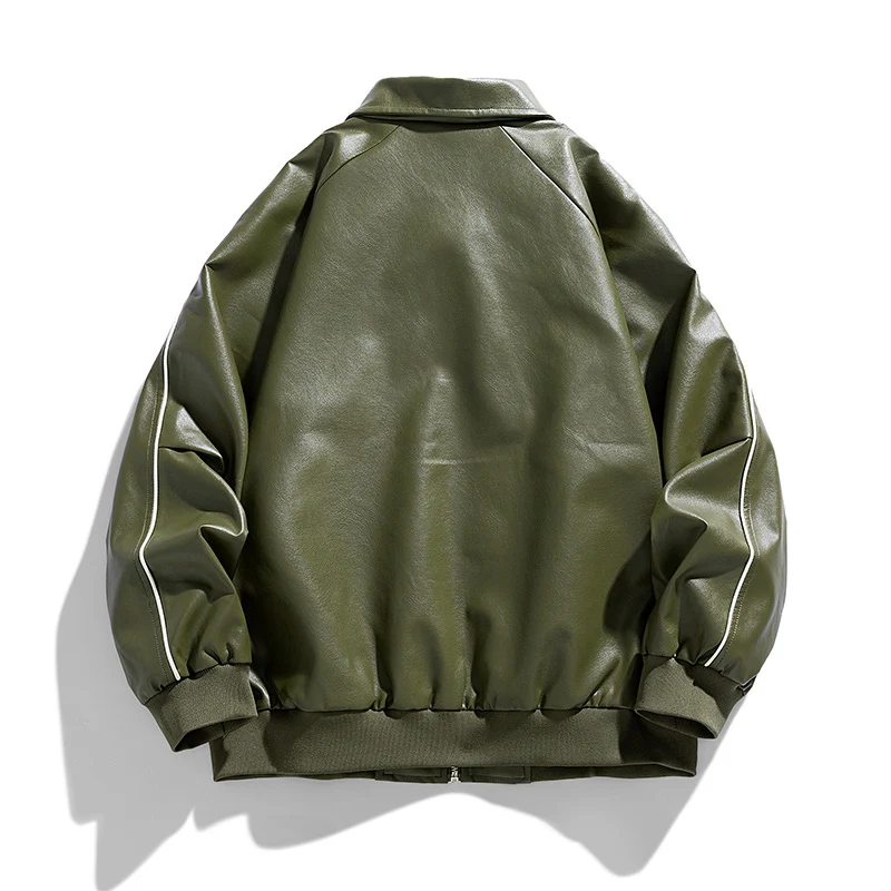 Men Casual Fashion Coat New Outdoor Simplicity Retro Lapel Tops Spring Autumn Loose Comfort Solid Versatile Leather Jacket Men