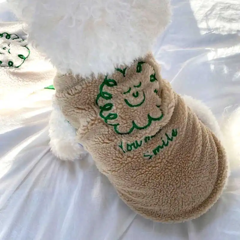 Cute Sheep Pattern Dog Clothes Pet Open Button Vest Winter Teddy Warm Clothes Puppy Soft Two Legged Clothes Pet Supplies