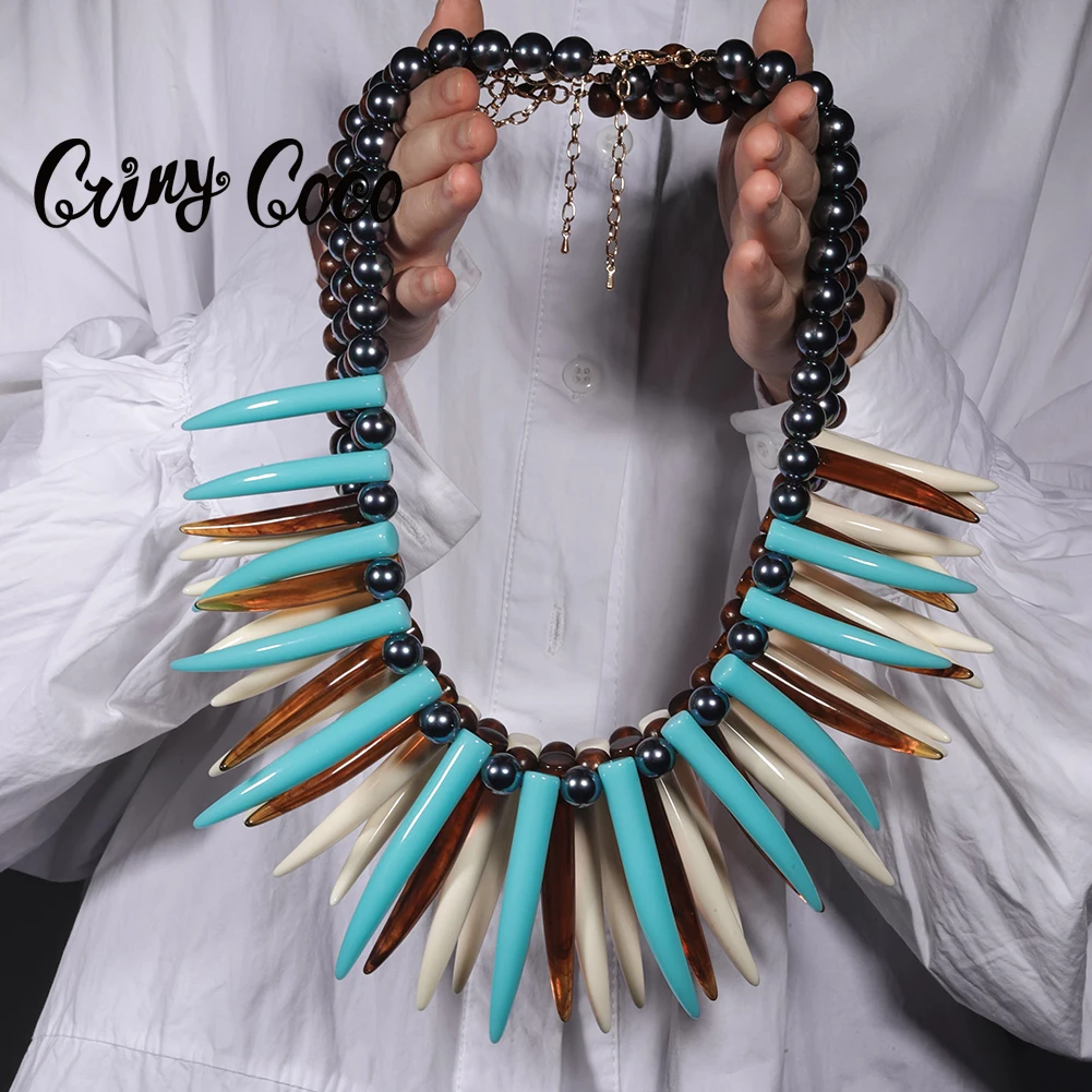 Hawaiian Jewelry Necklace Wood Pearl Resin Pendants Shark Teeth Ceremonial Fiafia Bead Necklaces Samoan Ula Nifo for Women Men