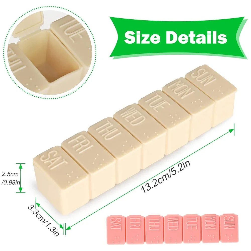 1PCS Weekly Small Pill Organizer - 7 Day Pill Case - Daily Vitamin Case Medicine Box,Pill Containers for Supplements Fish Oil