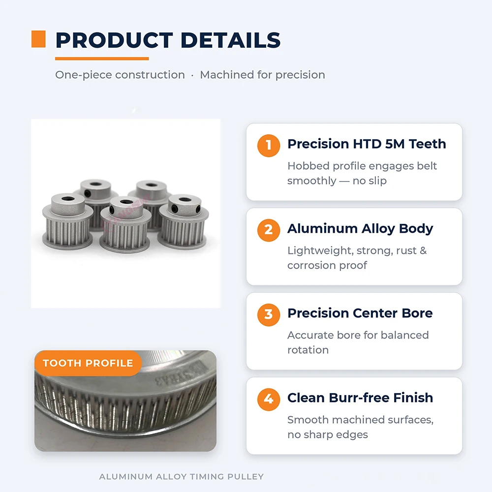HTD 5M 60 Teeth Timing Pulley Mechanical Transmission Accessory with Bore 5mm-30mm for Belts Width 10/15/20/25mm 5M-60T Pulley
