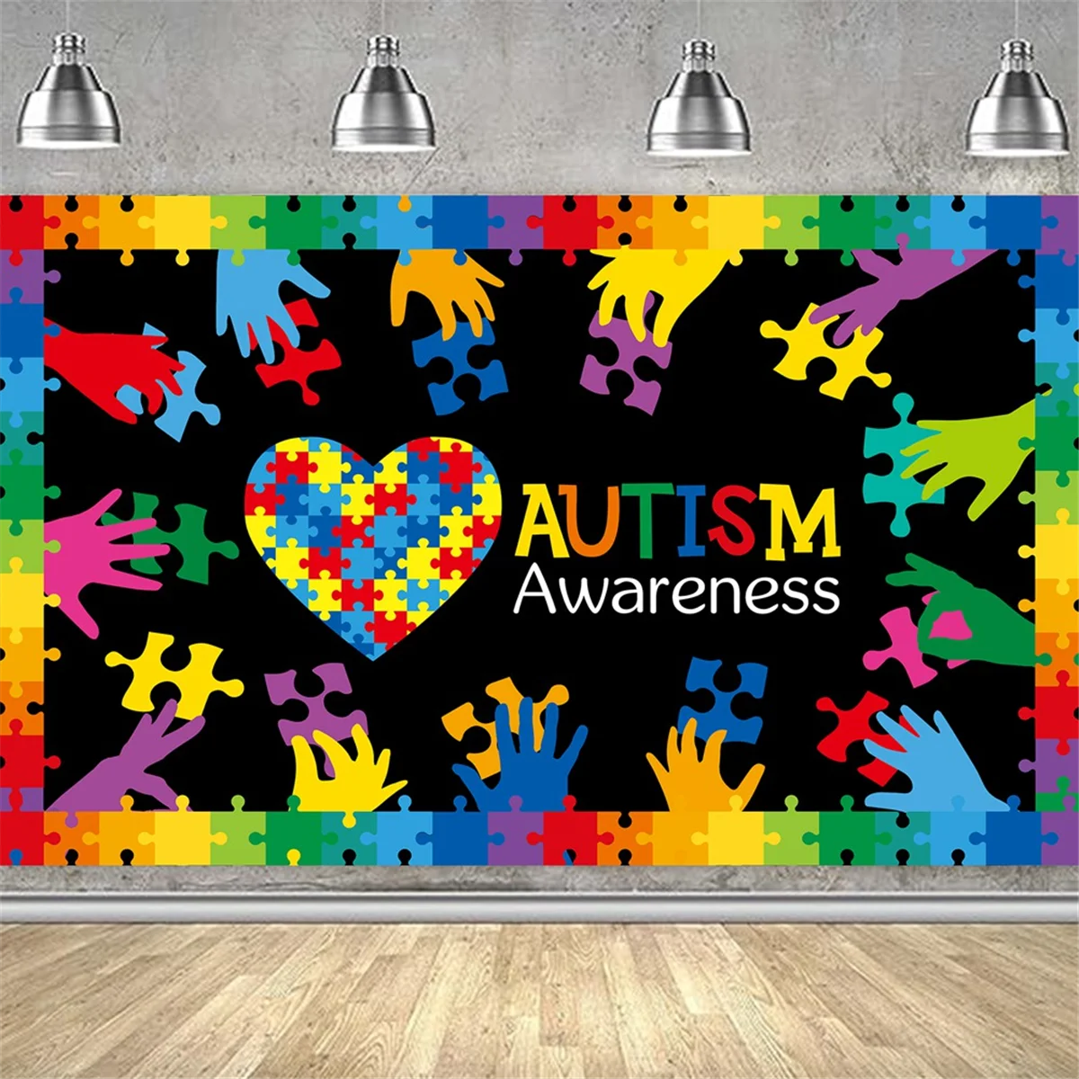 180 x115cm fotografia sfondo tessuto World Autism Day Banner sfondo Decor Party Scene Setup sfondo tessuto