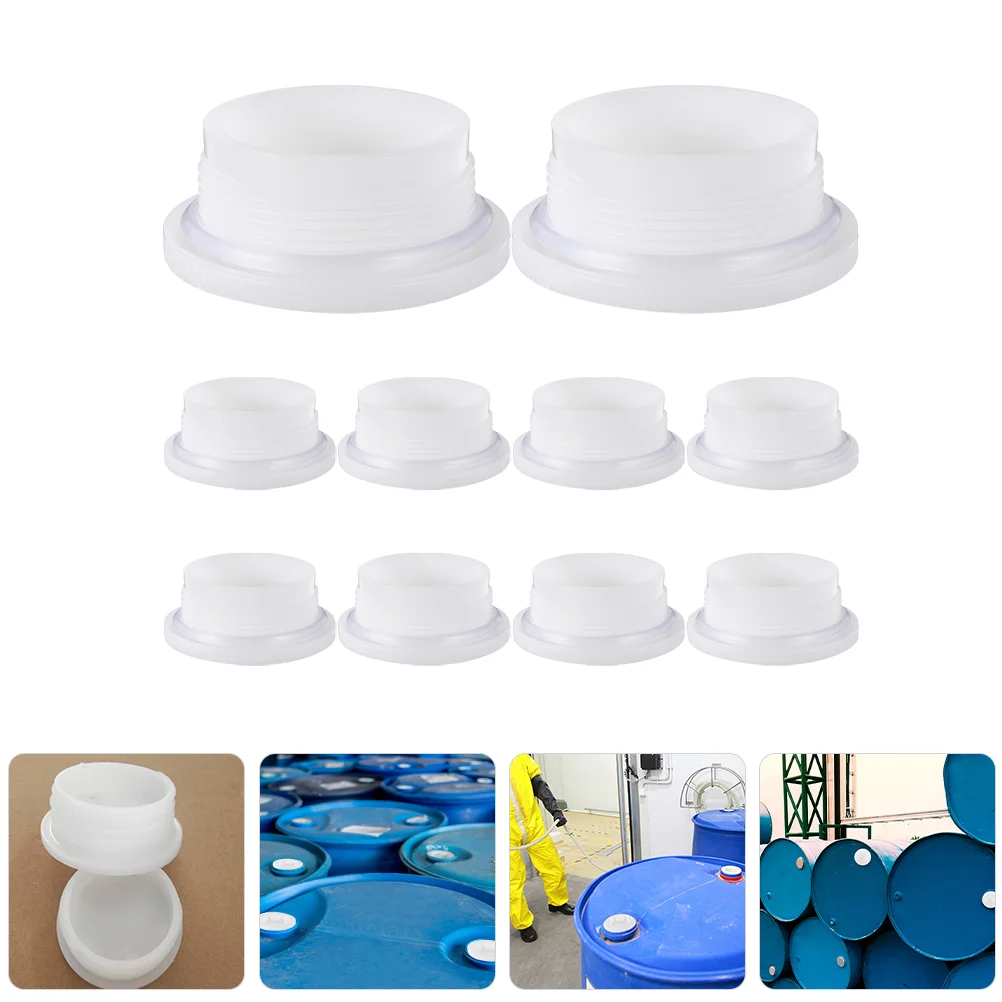 10 Pcs Drum Bung Plug Chemical Bucket Cover Plastic Barrel Lids Oil Container Caps Sealing Tops Material Handling Tools Storage